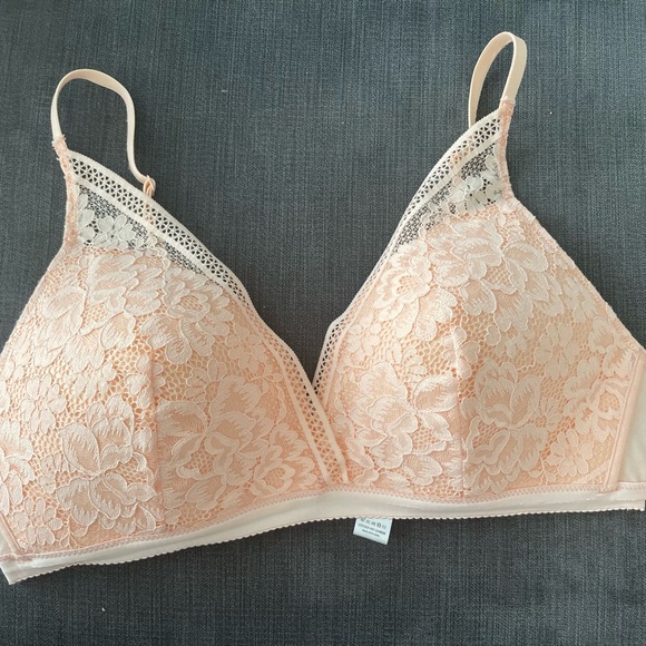 Knix Knixy Lace Deep V Bralette in Honey Peach Size XL - Picture 3 of 8